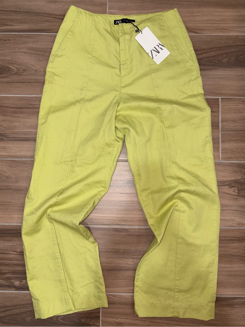 Zara Women’s Lime Green Straight Leg Trousers Size S - New